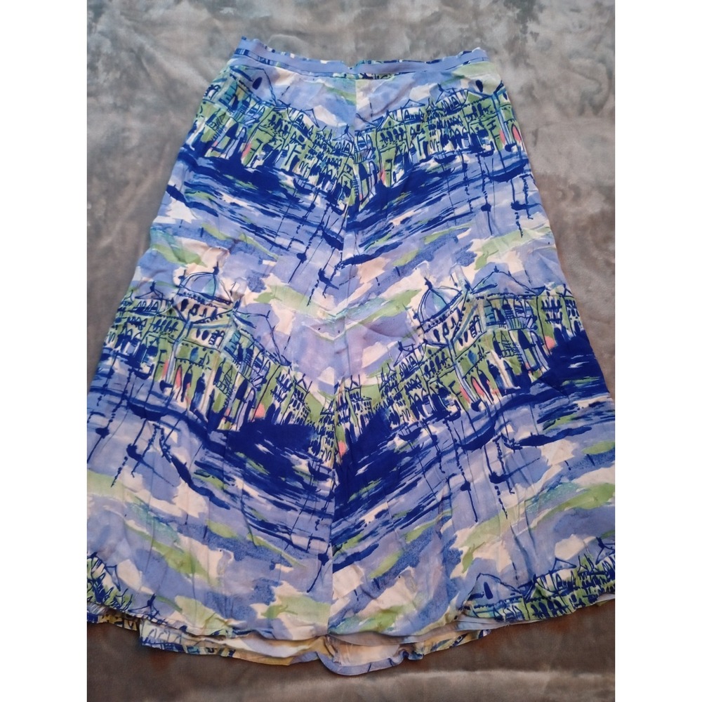 Liz Claiborne Skirt Womens Sz 8 France Venice City Scene Coastal‎ Art to Wear